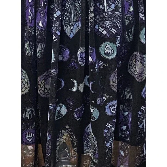 Hot Topic Cosmic Aura Sz MD Stained Glass Mesh Dress Whimsygoth Witch Sleeveless - Picture 6 of 16
